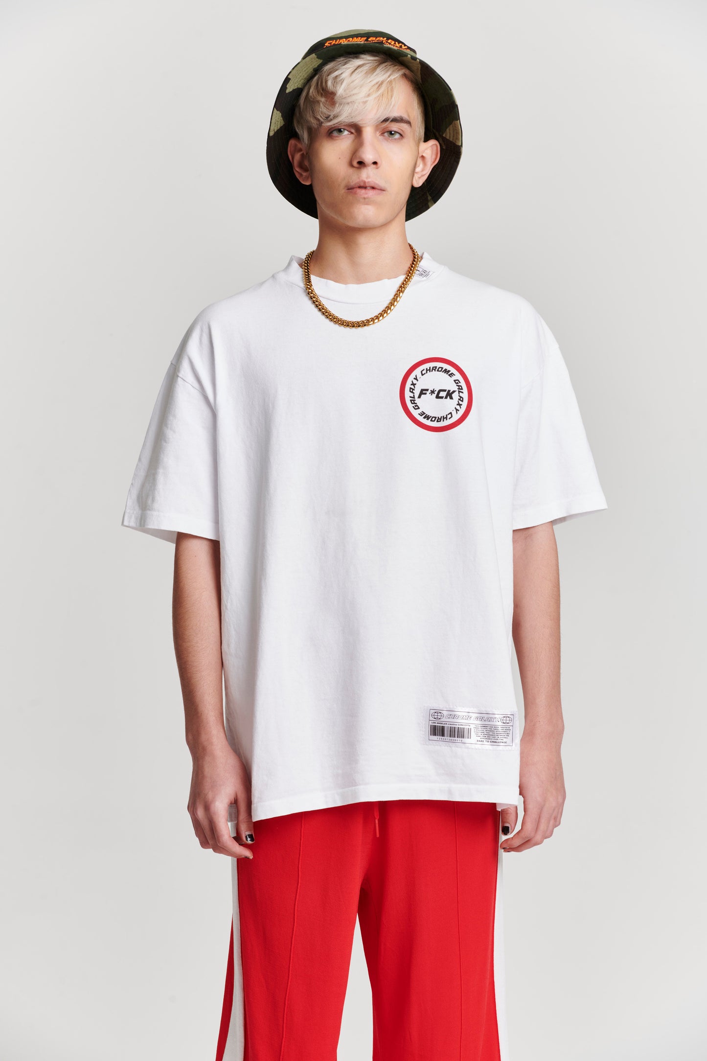 FUCK FRONT POCKET PRINT SHORT SLEEVE T-SHIRT IN WHITE