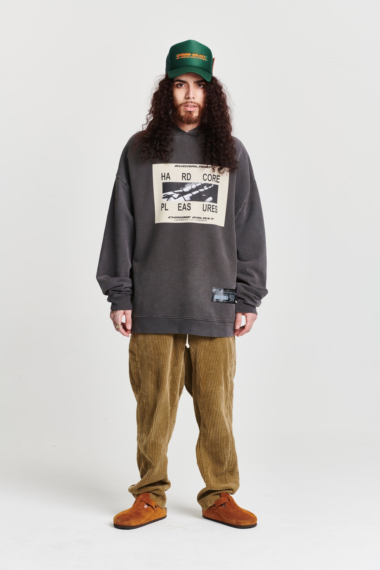 HARDCORE PLEASURES LONG SLEEVE HOODY GREY CHROME GALAXY