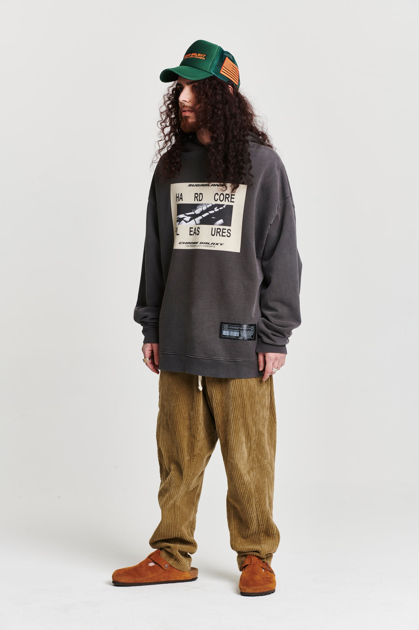 HARDCORE PLEASURES LONG SLEEVE HOODY GREY CHROME GALAXY