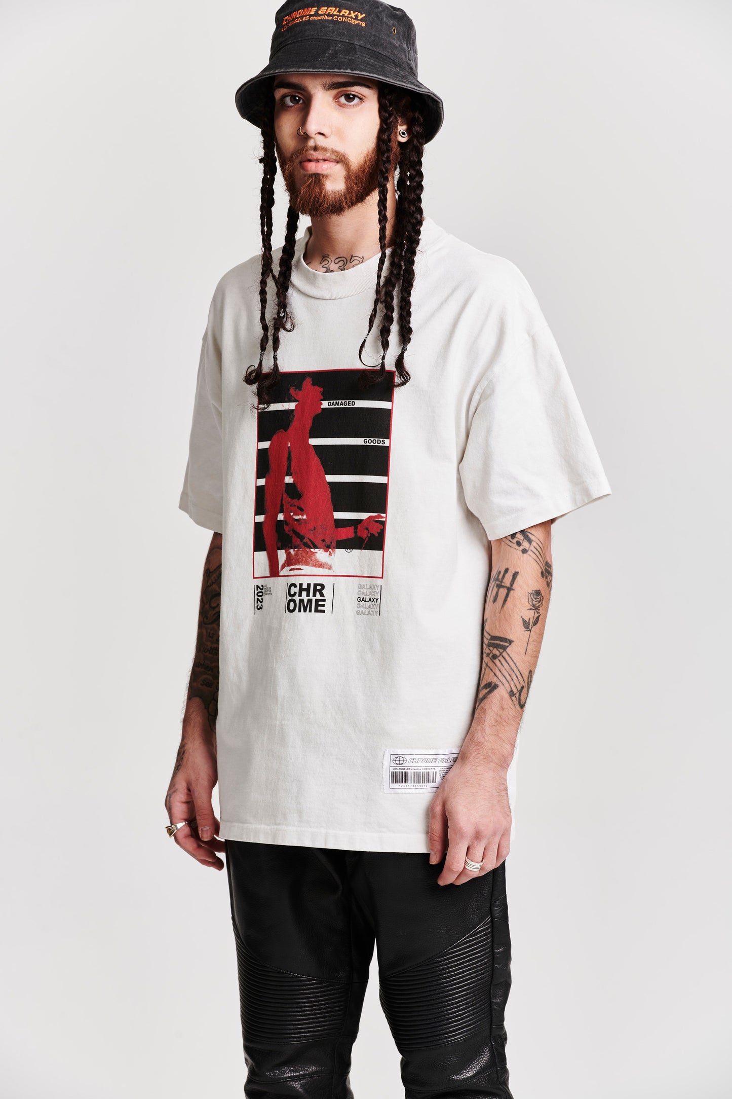 DAMAGED GOODS ABSTRACT SHORT SLEEVE T-SHIRT WHITE