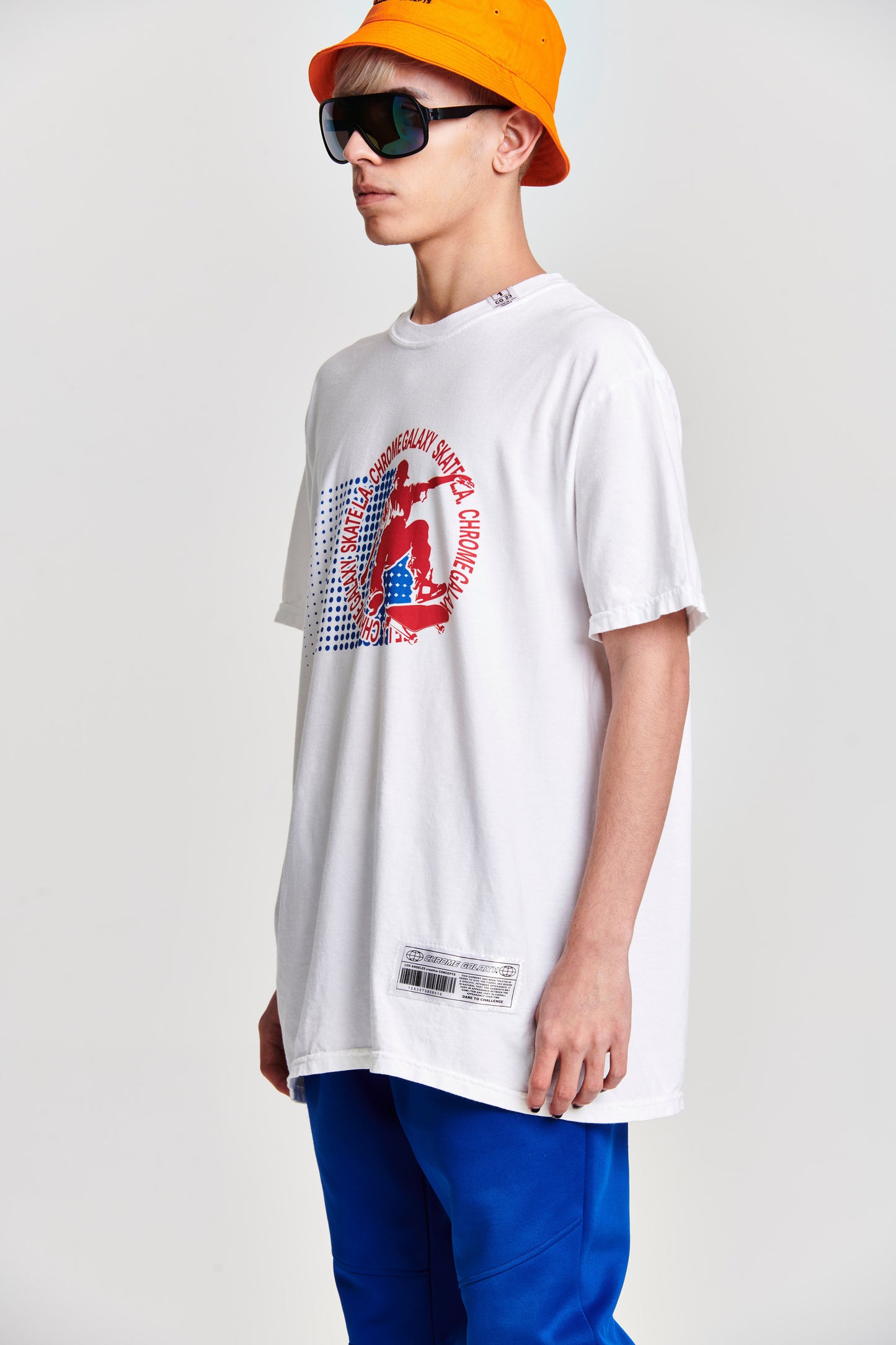 DOTTED SKATER PRINT SHORT SLEEVE T-SHIRT WHITE