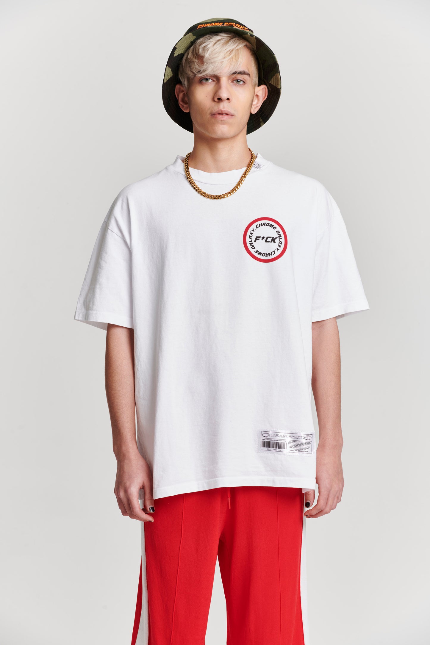 SOCIETY FRONT POCKET PRINT SHORT SLEEVE T-SHIRT WHITE