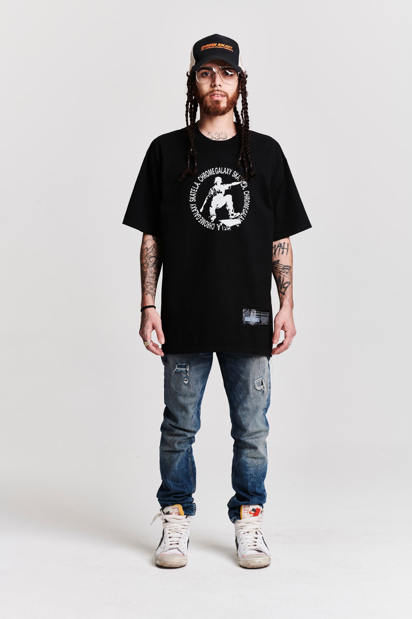 SKATE LA LOGO PRINT SHORT SLEEVE T-SHIRT BLACK