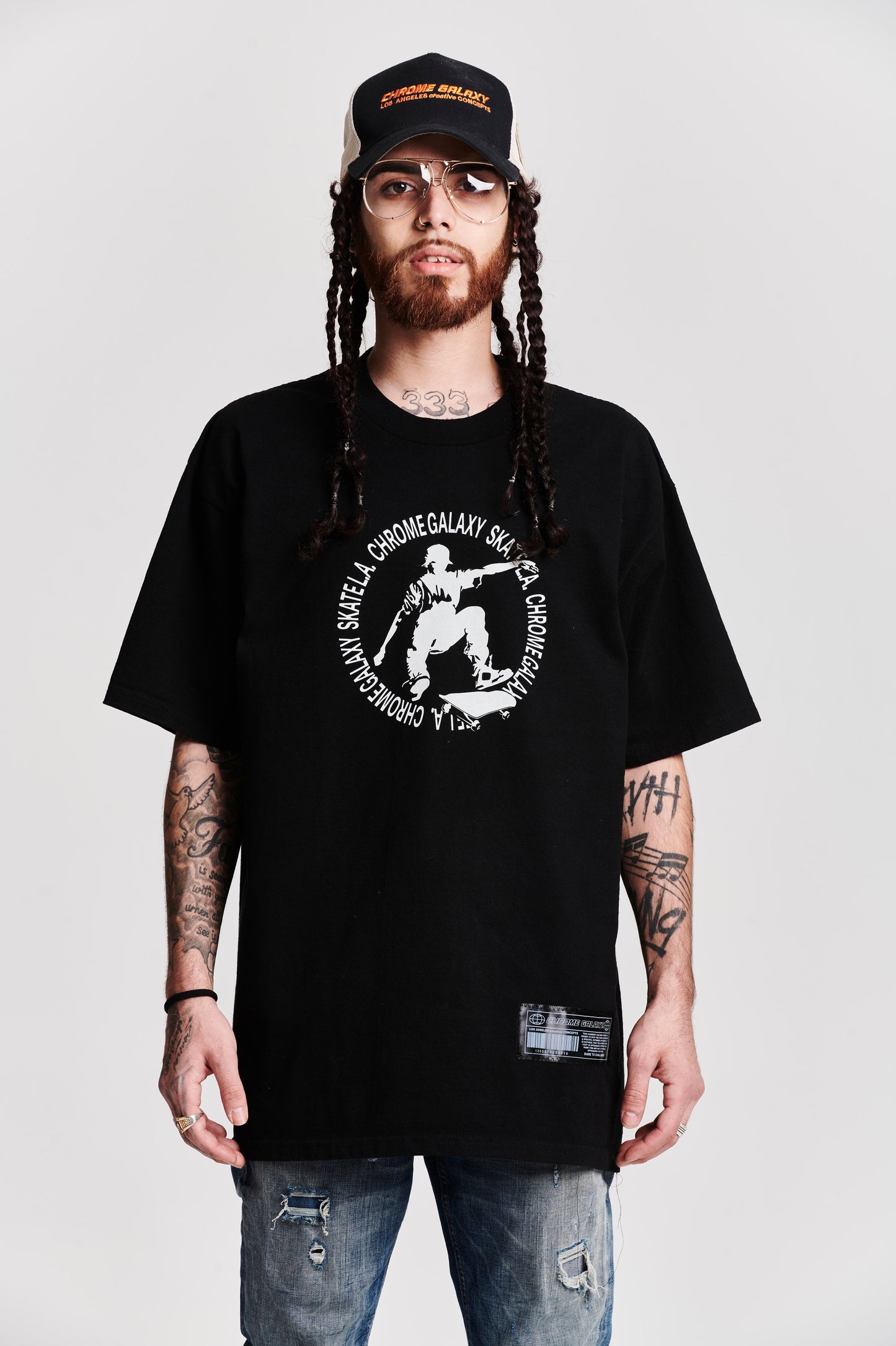 SKATE LA LOGO PRINT SHORT SLEEVE T-SHIRT BLACK